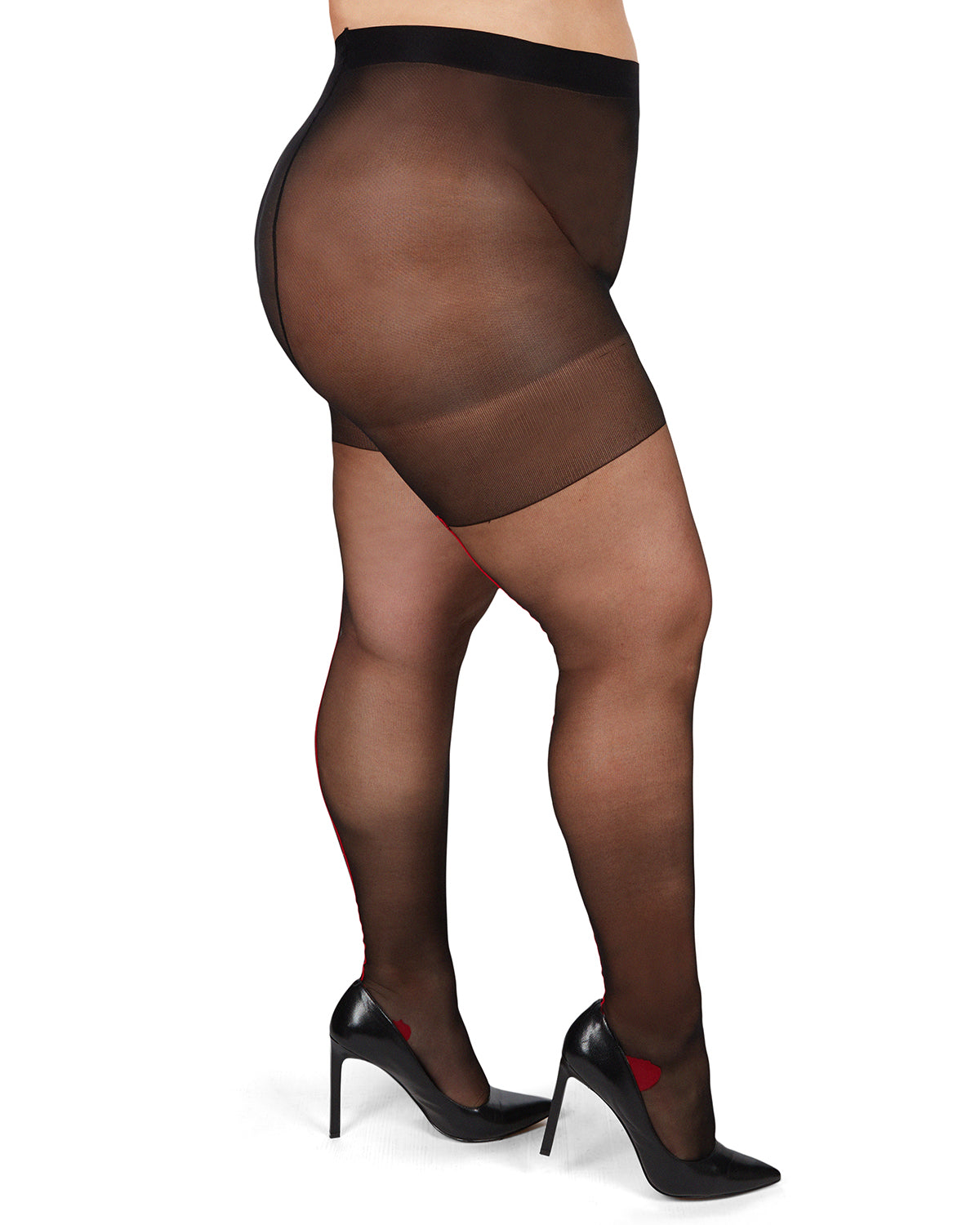 Women's Back Seam/Cuban Heel Plus Size Curvy Control Top Pantyhose