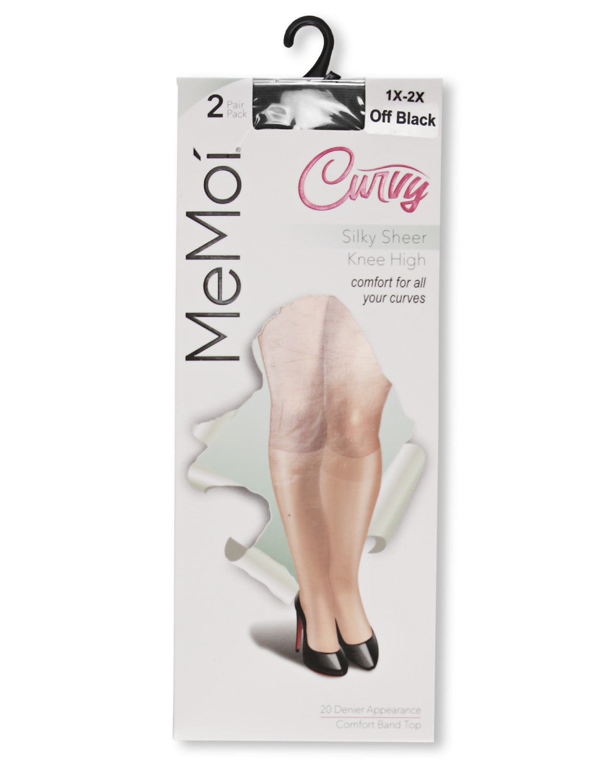 Women's 2 Pair Pack Silky Sheer Curvy Knee Highs