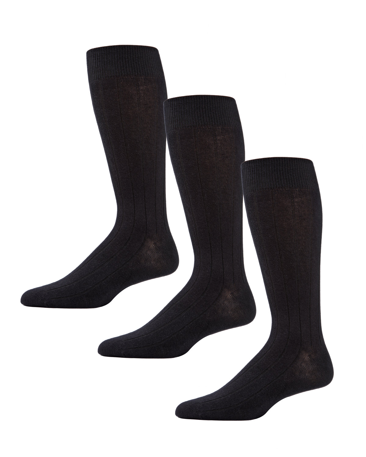 Men's Classic Wide Ribbed Crew Socks 3-Pack