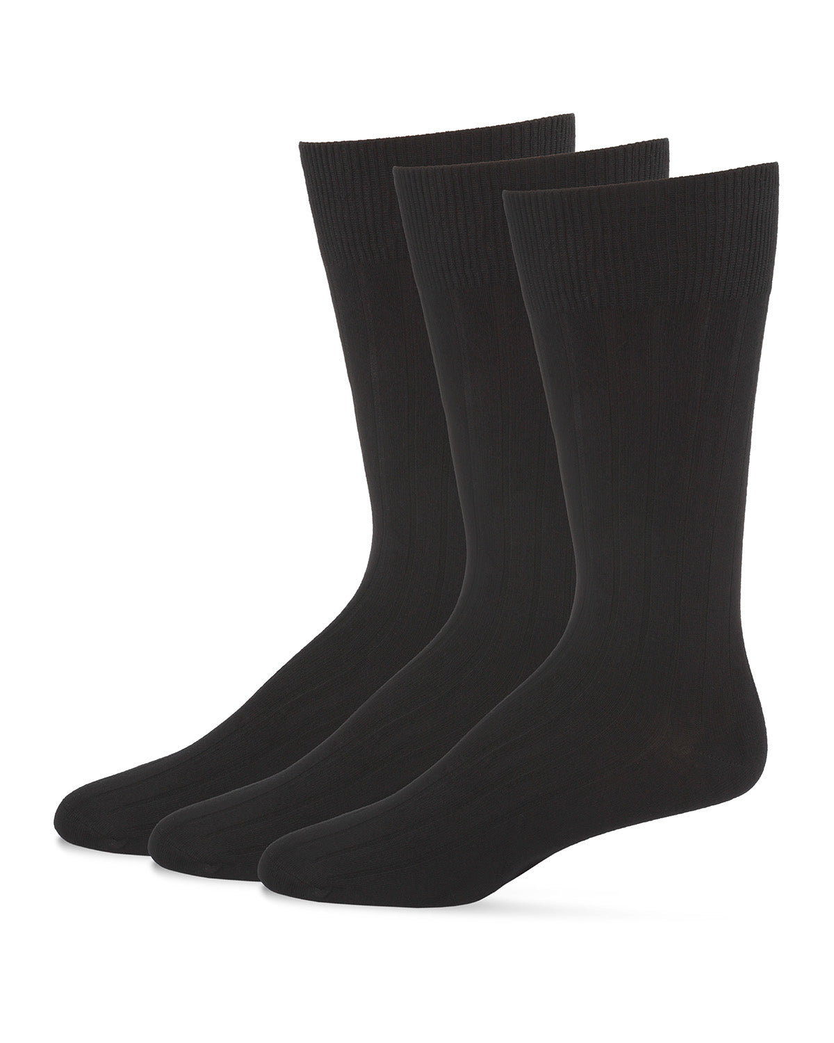 Men's 3 Pair Pack Bamboo Blend Ribbed Crew Socks