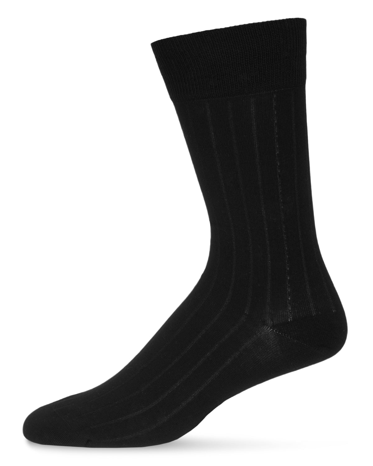 Men's 3 Pair Pack Wide Ribbed Mercerized Cotton Crew Socks