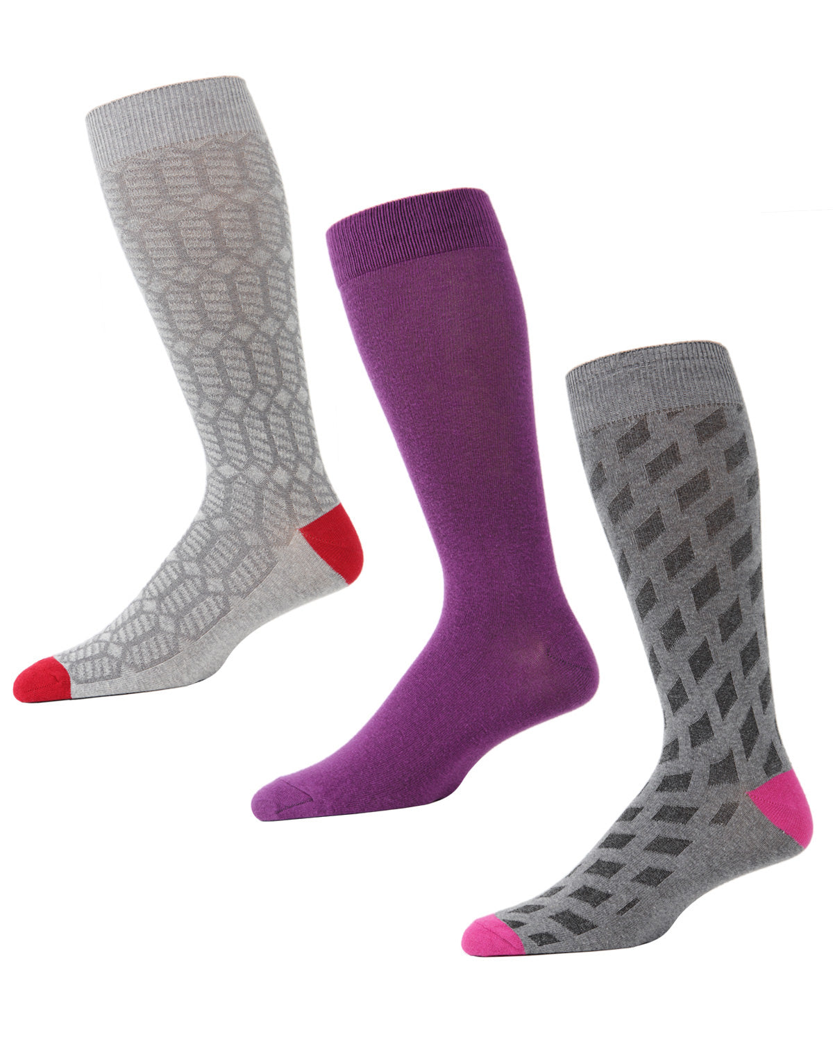 Men's Diamond Links Cotton Blend Crew Sock 3 Pack