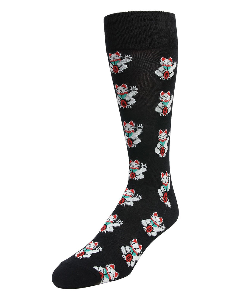 MeMoi Lucky Cat Maneki-Neko Socks | Men's Cool Novelty Socks