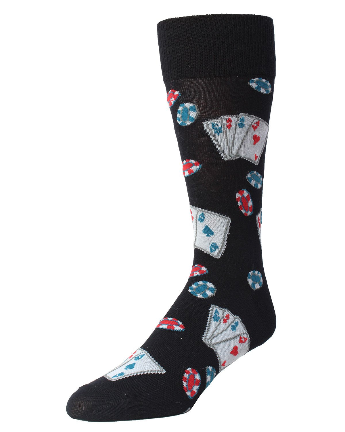 Poker Face Playing Card Bamboo Blend Men's Crew Socks