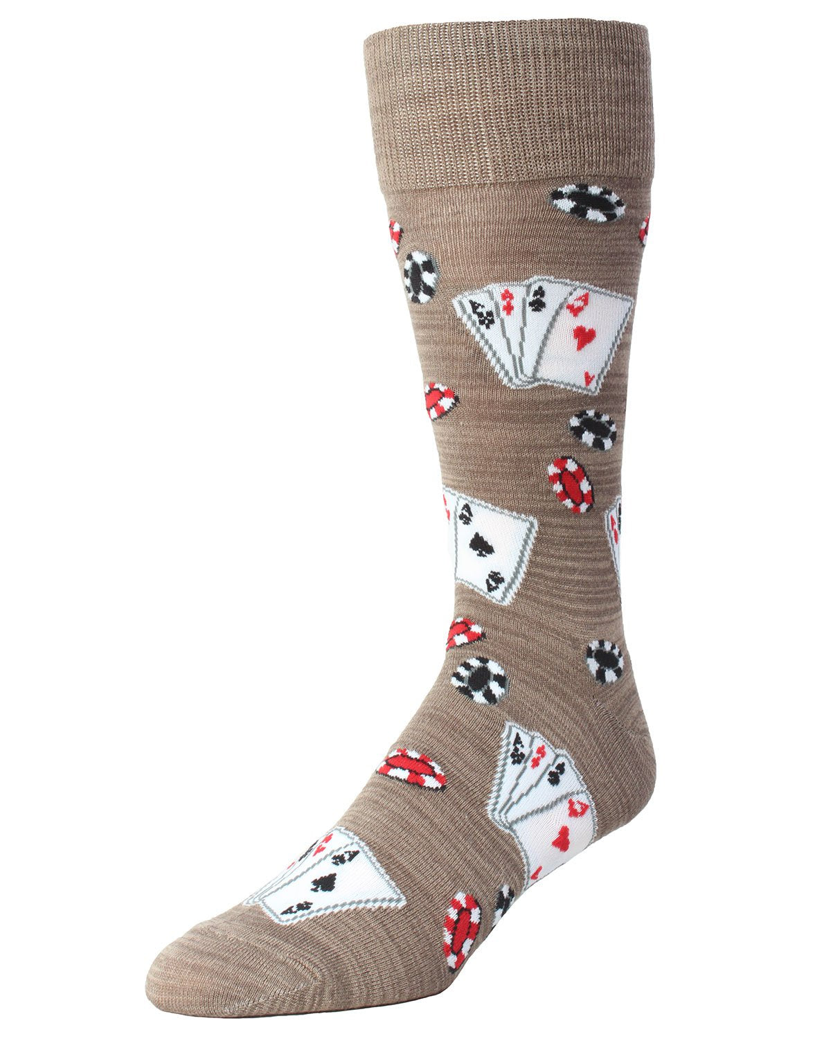 Poker Face Playing Card Bamboo Blend Men's Crew Socks