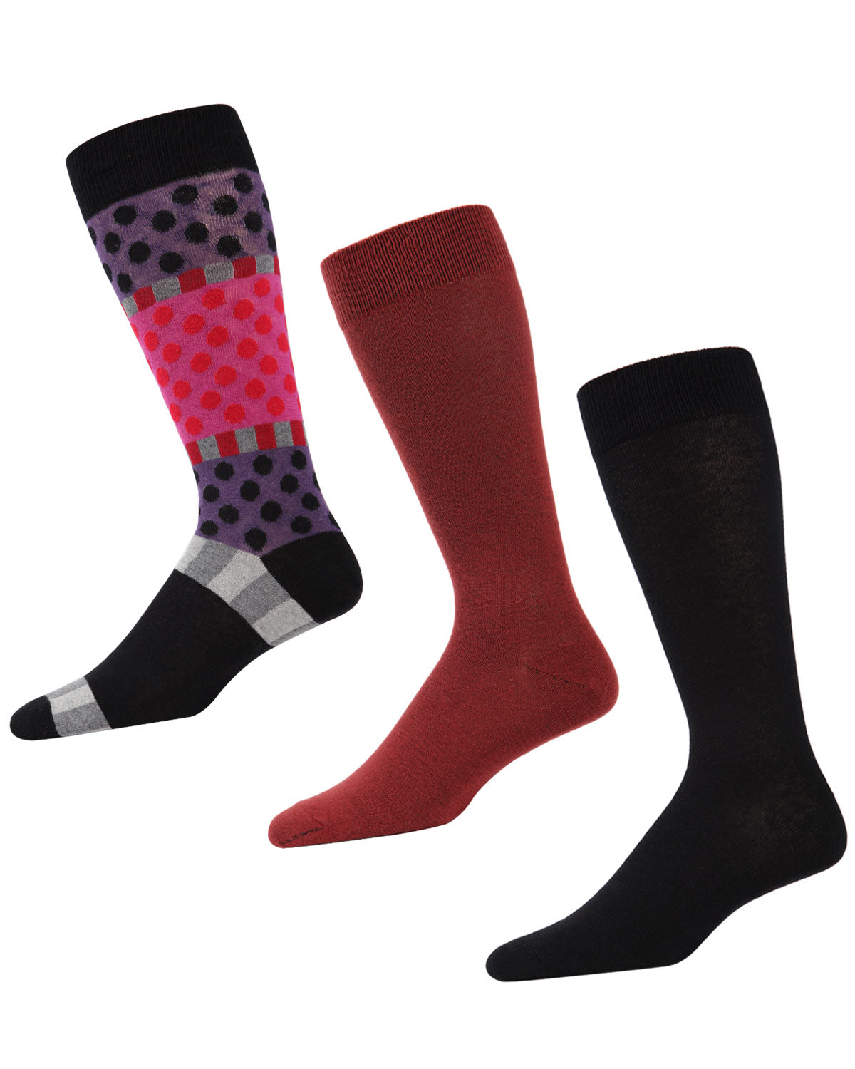 Polka Dash Cotton Blend Crew Sock 3 Pack