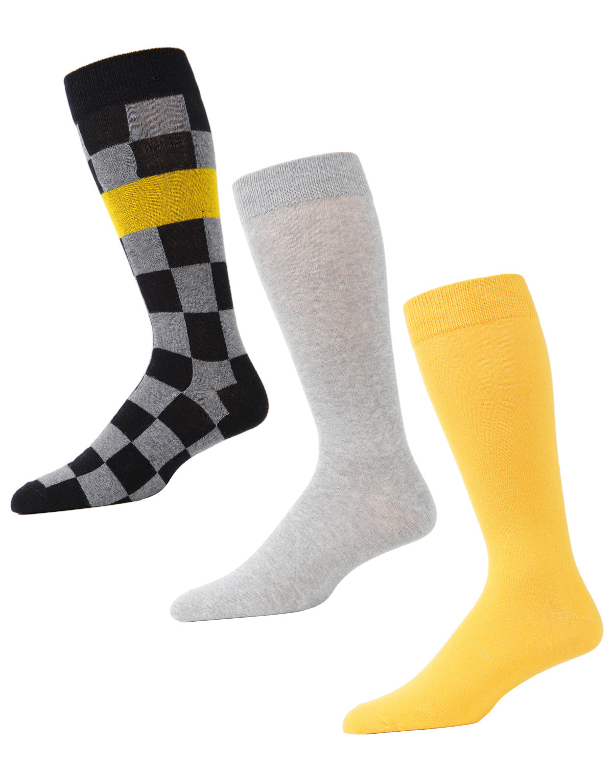 Checkered Slash Cotton Blend Crew Sock 3 Pack