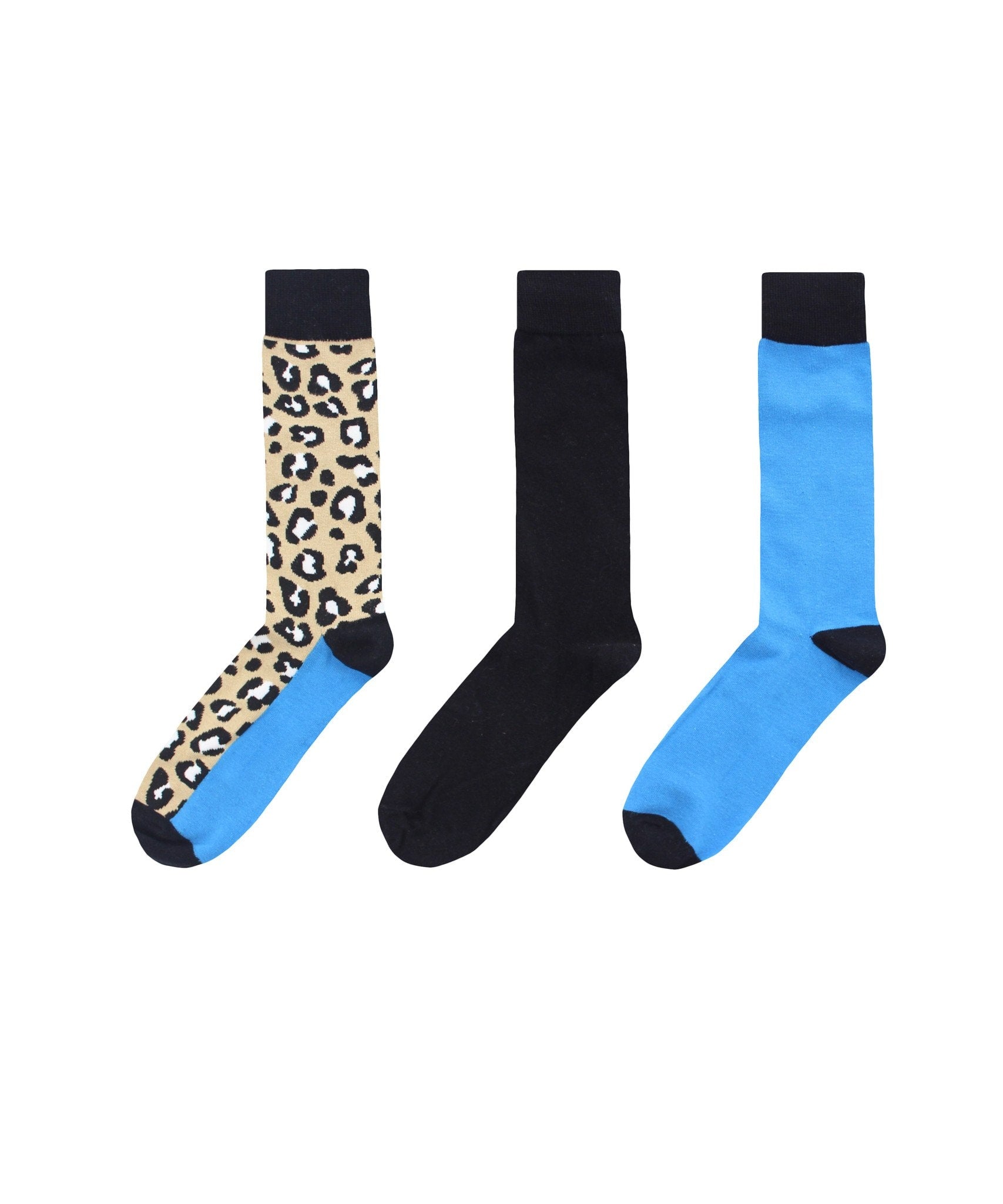 Leopard Pane Cotton Blend Crew Sock 3 Pack