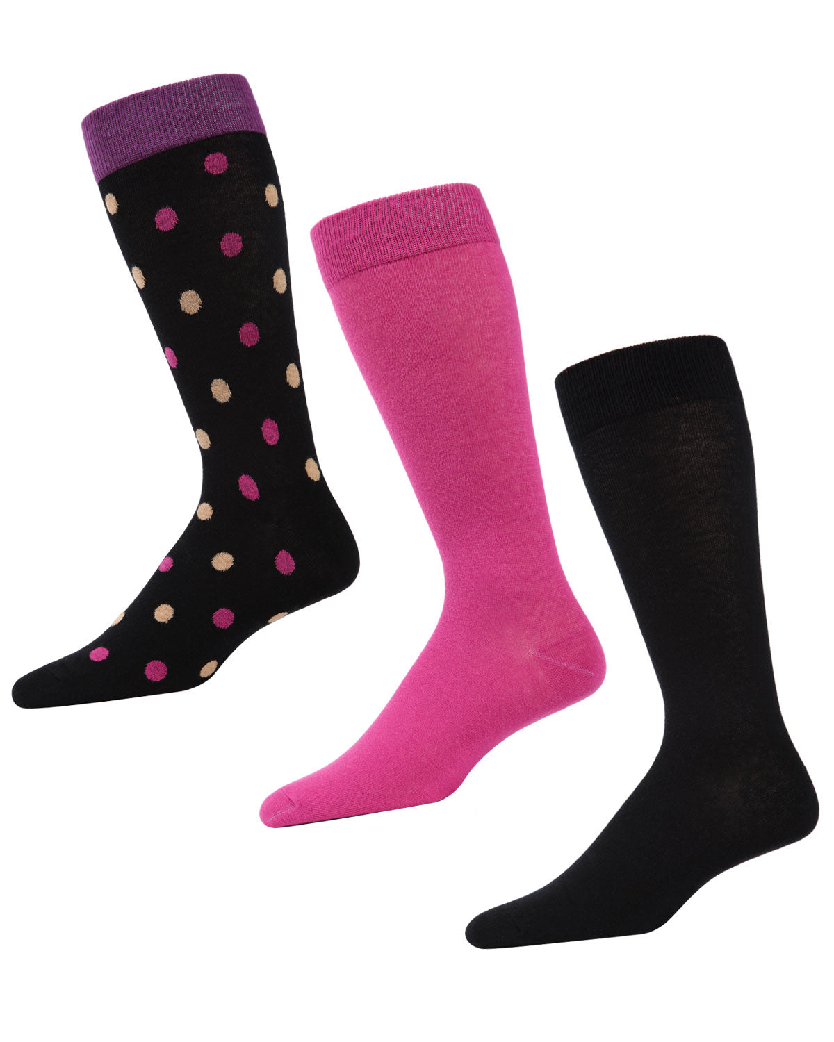 Dotted Cotton Blend Crew Sock 3 Pack