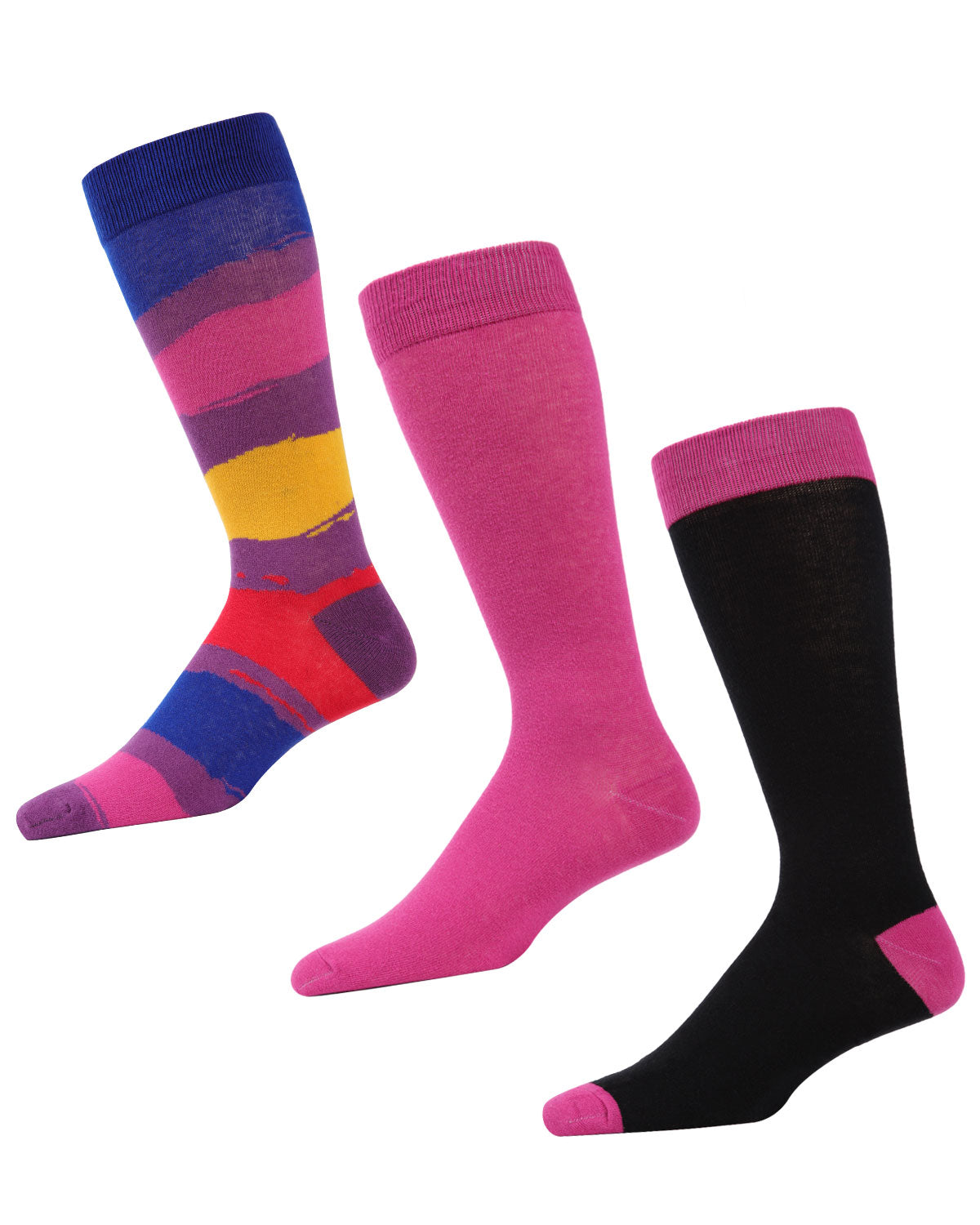 Paint Block Cotton Blend Crew Sock 3 Pack