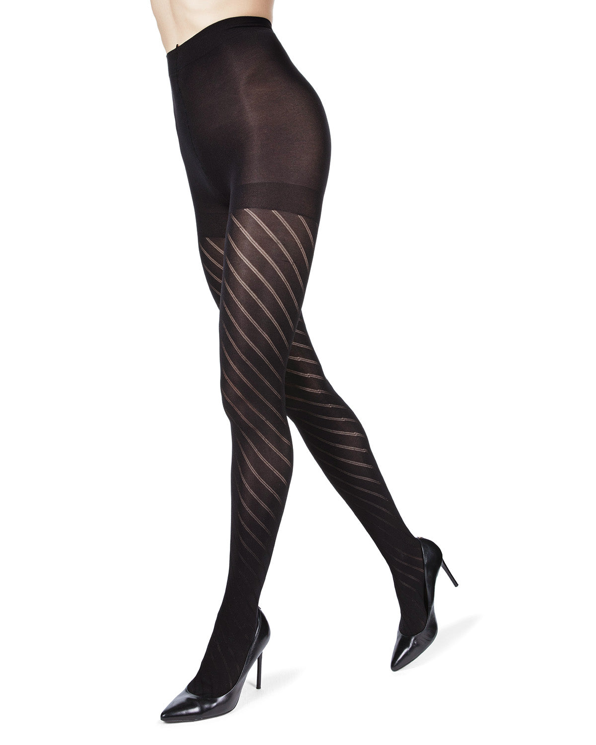 Spiral Opaque Control Top Tights