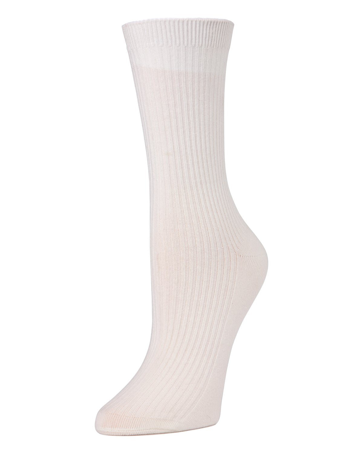 Basic Ribbed Cotton Blend Crew Socks