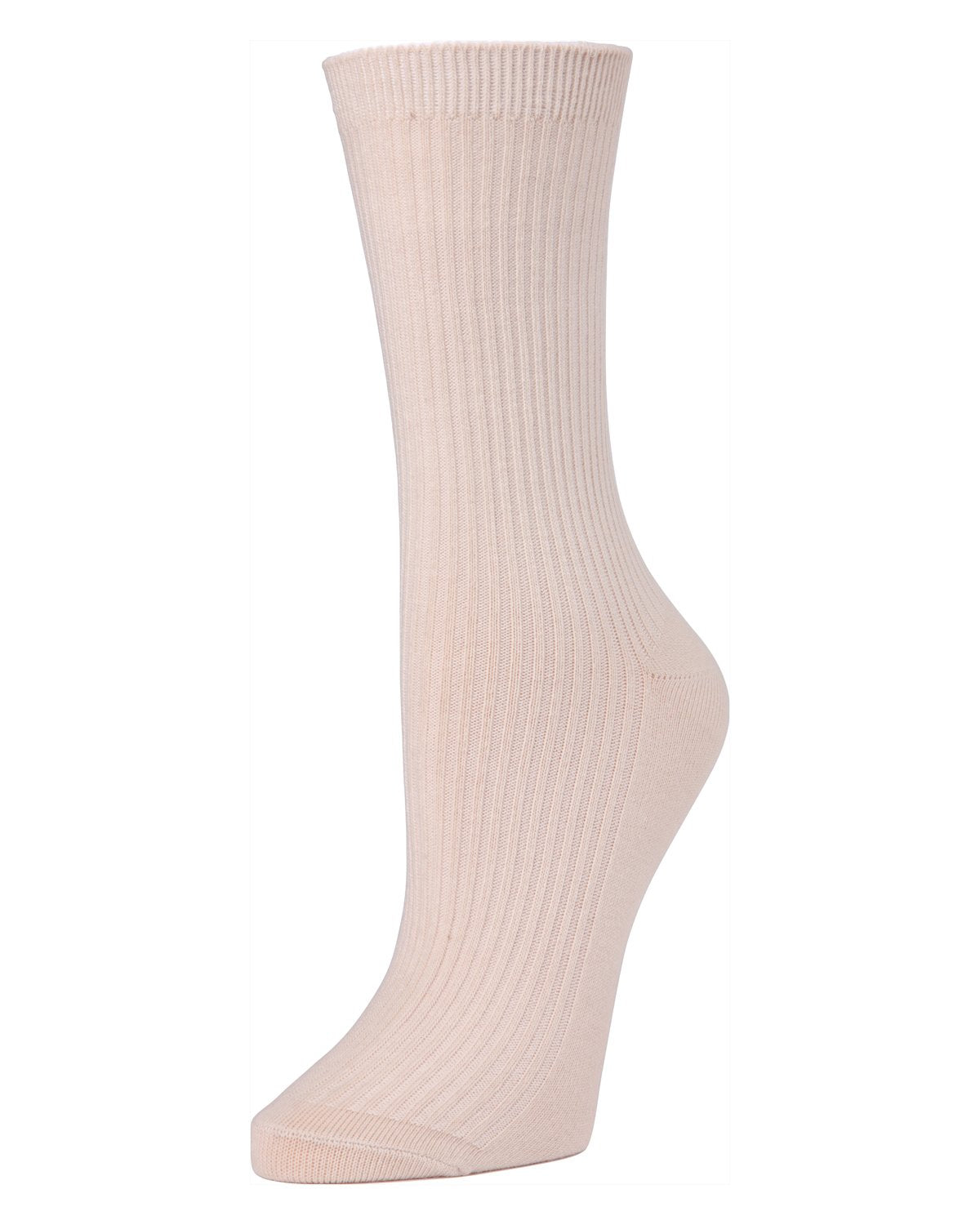 Basic Ribbed Cotton Blend Crew Socks