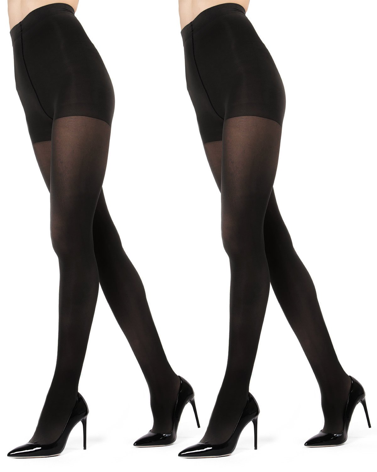 Women's 2 Pair Pack Perfectly Opaque Control Top Microfiber Tights