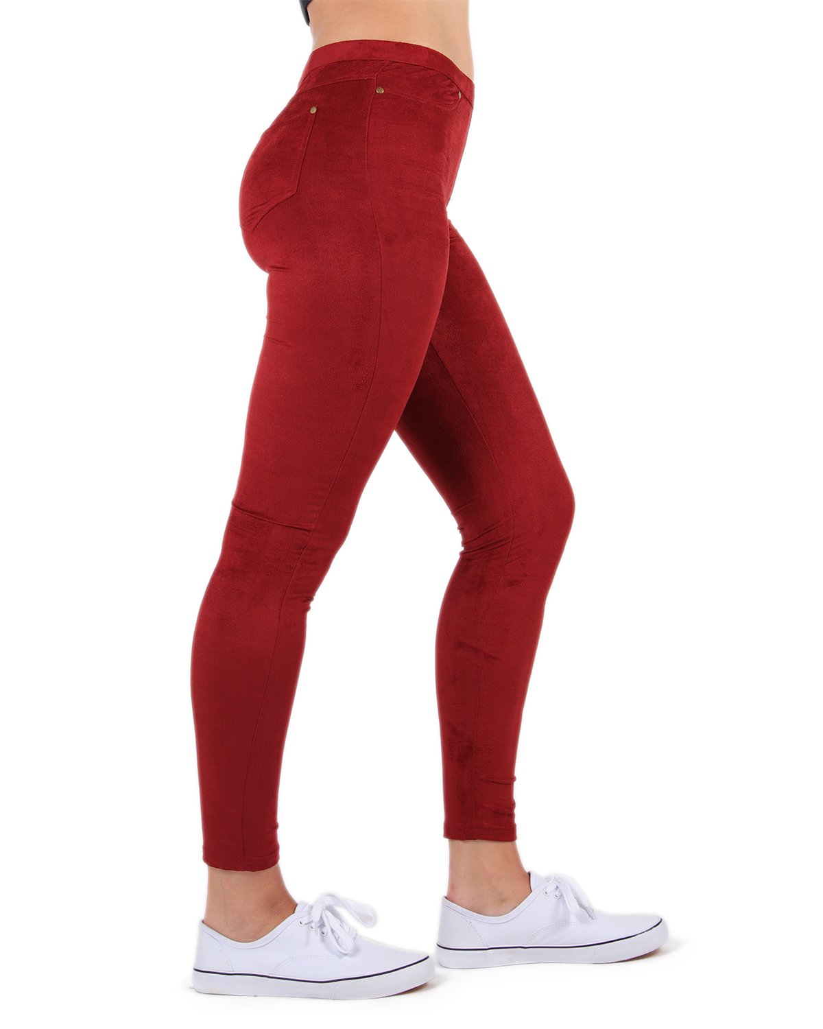 MeMoi Microsuede Form Fitting Leggings W/ Functional Back & Faux Front  Pockets