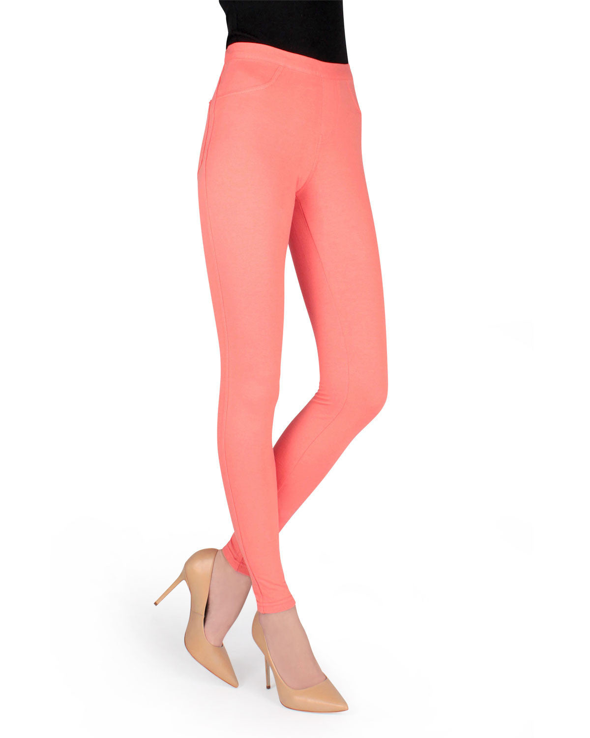 Pants-Style Cotton Blend Leggings