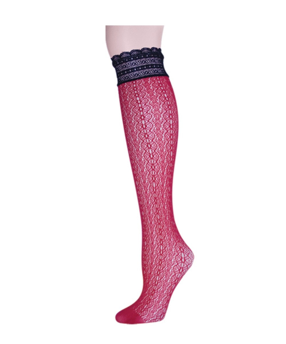 Ornate Lace Net Knee High Socks