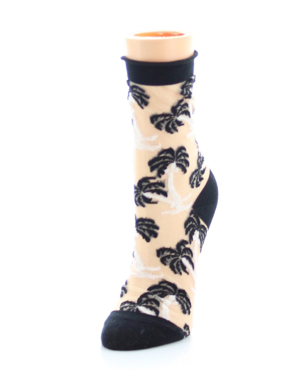 Palm Tree Sheer Women's Ankle Socks