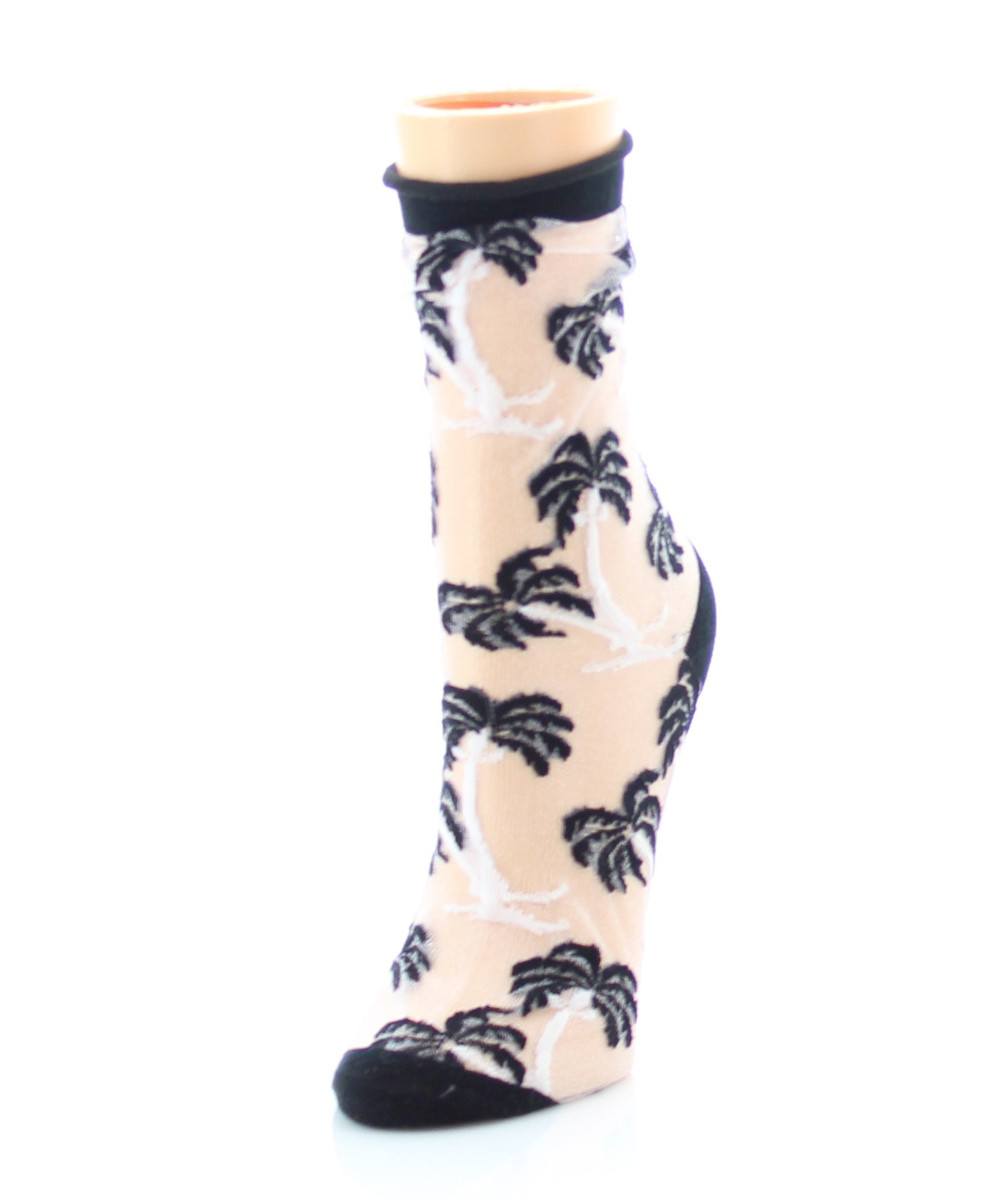 Palm Tree Sheer Women's Ankle Socks