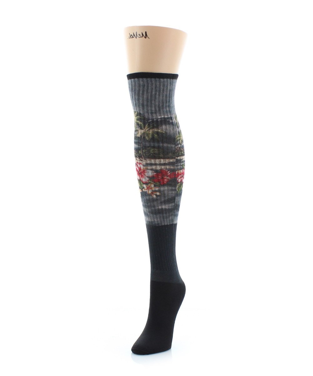 Women's Floral Exotica Ribbed Over The Knee Socks