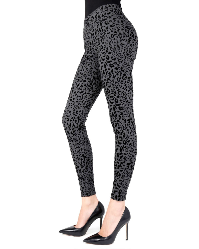 Memoi Flocked Monochrome Cheetah Leggings | Women's Premium Leggings ...