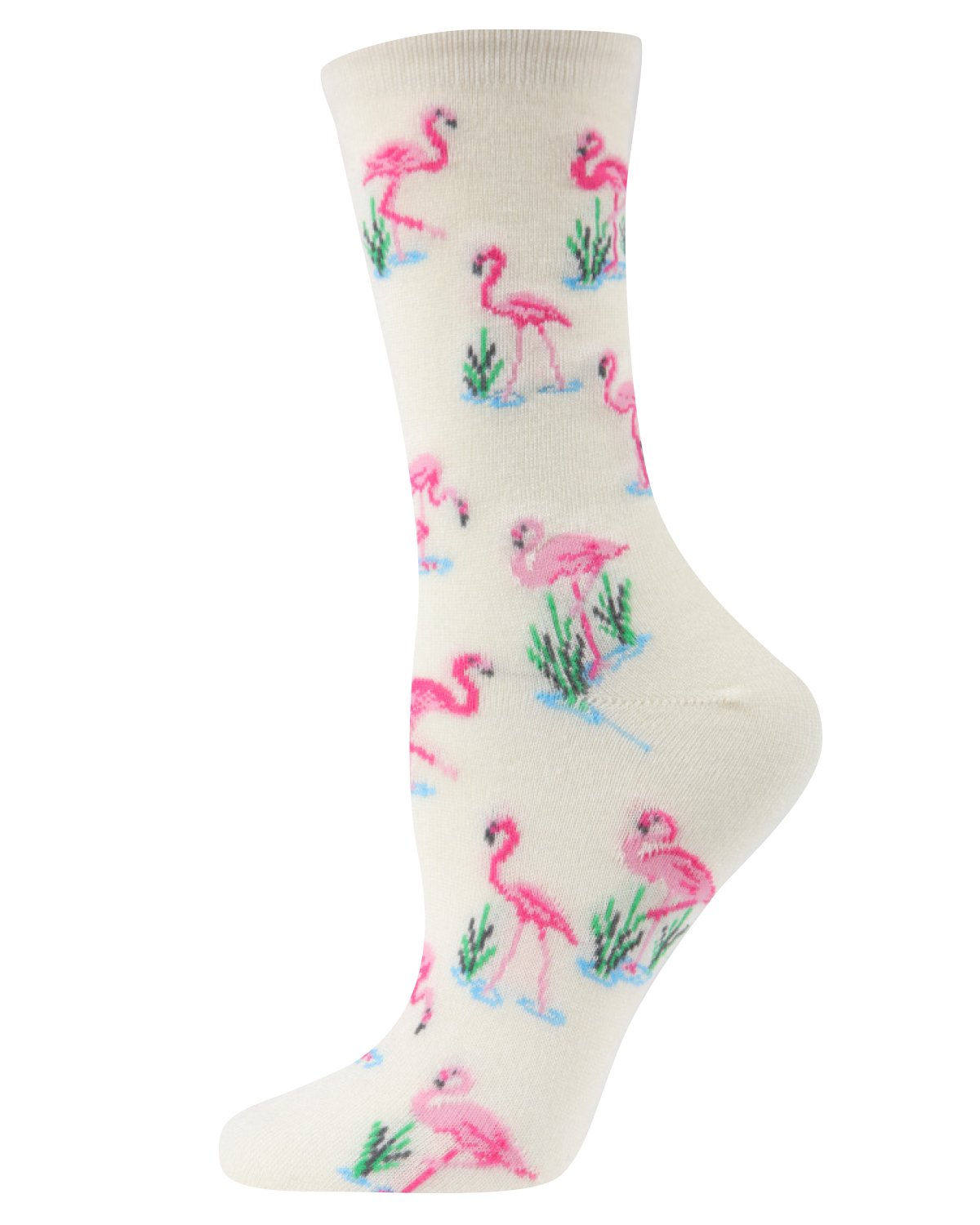 Feathered Frenzy Flamingo Bamboo Blend Crew Novelty Socks