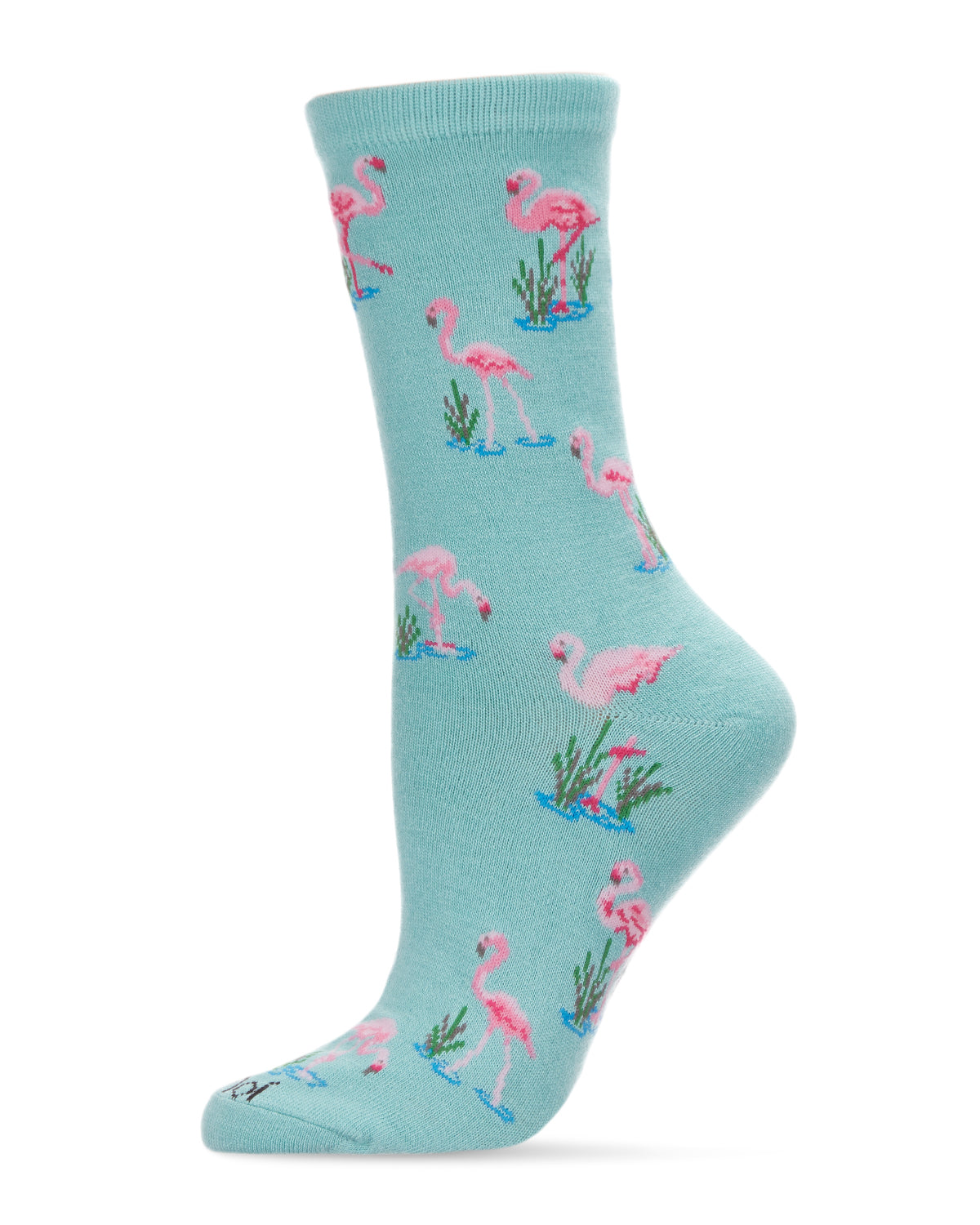 Feathered Frenzy Flamingo Bamboo Blend Crew Novelty Socks