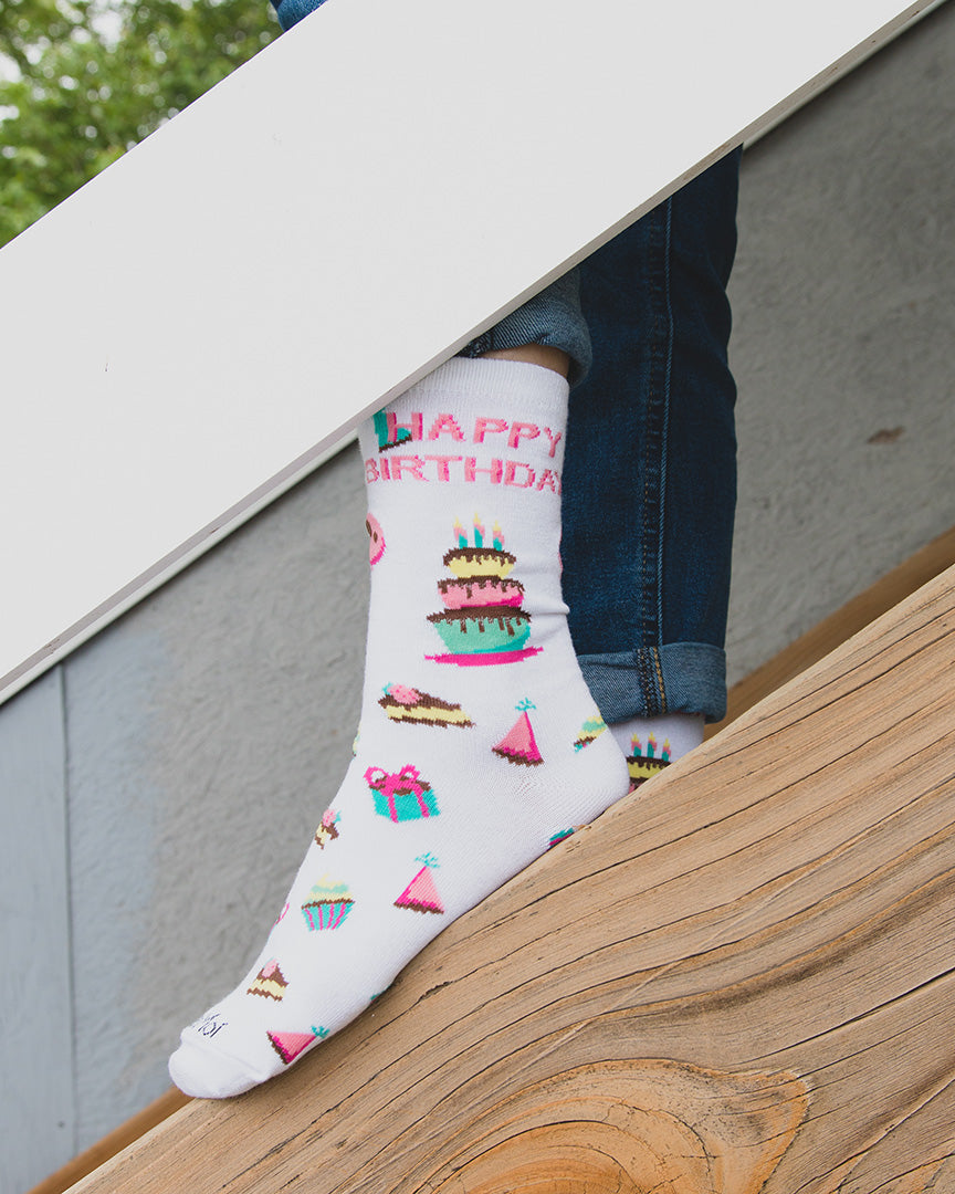 Happy Birthday Bamboo Blend Crew Novelty Socks