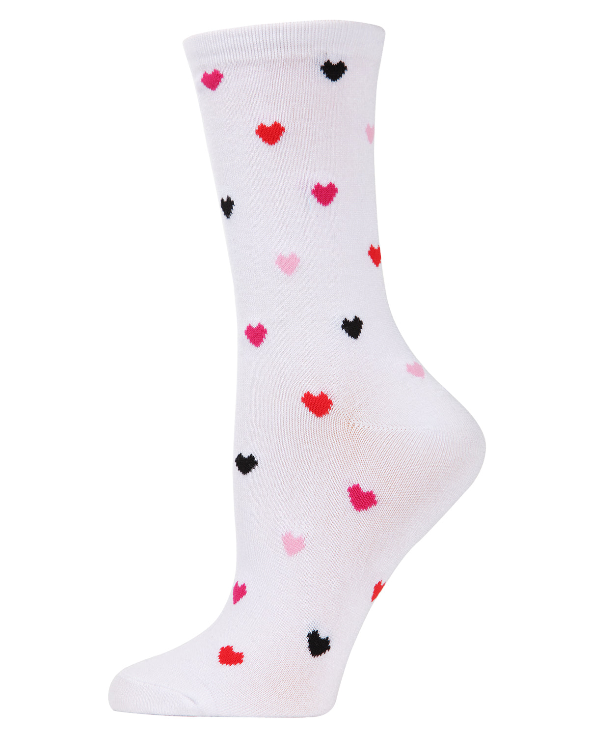 Delicate Hearts Bamboo Blend Crew Socks