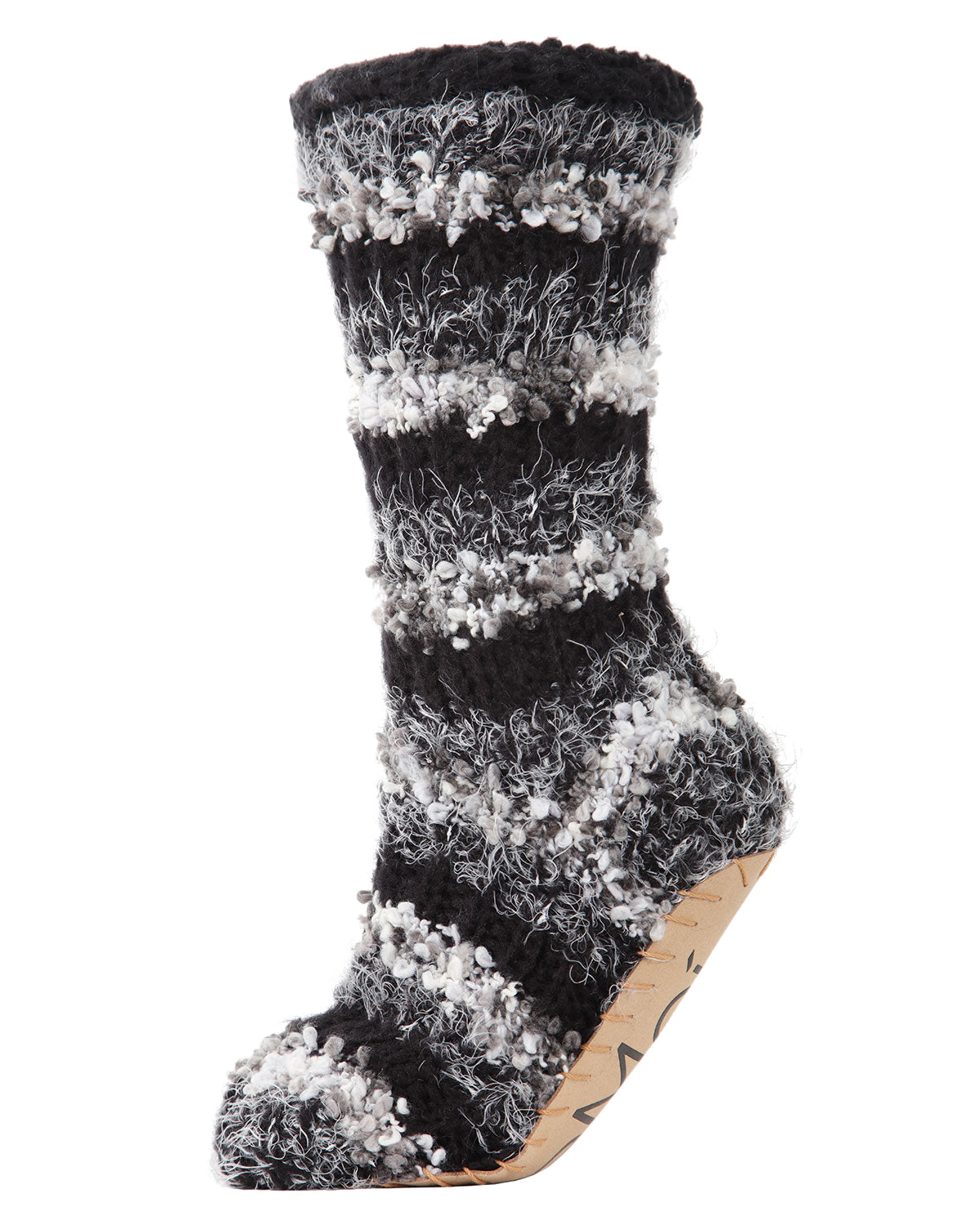 Women's Chunky Striped Knit Plush Lined Slipper Socks