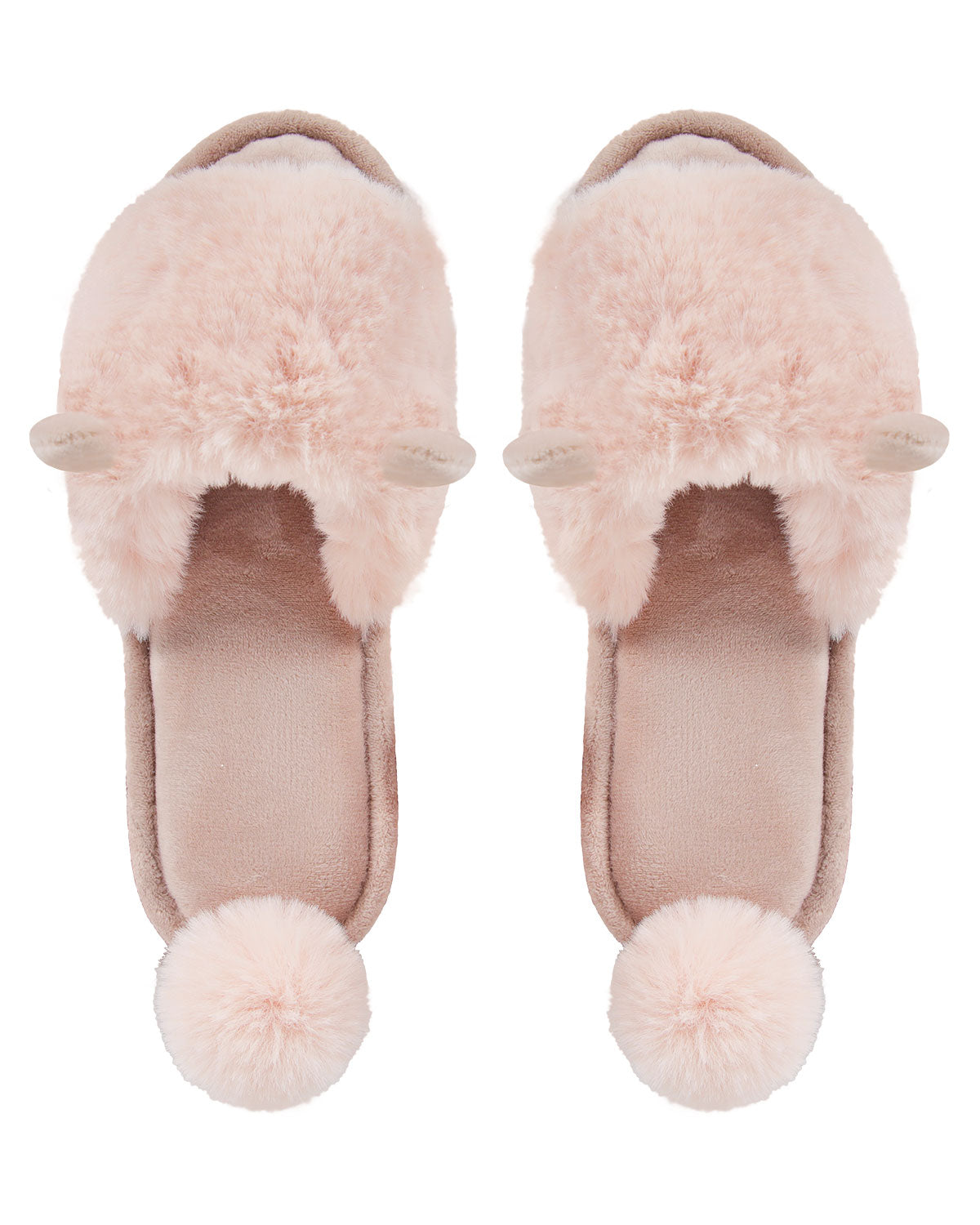 Bunny Hop Pom-Pom Open Toe Plush Slippers