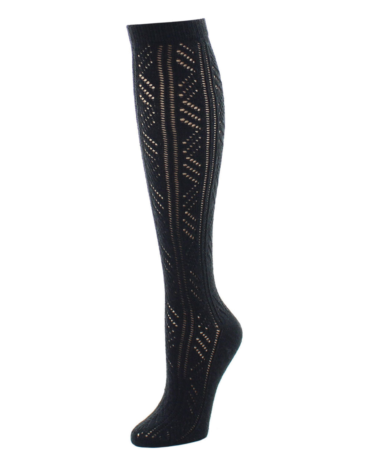 Mixed Schiffli Strip Knee High Sock