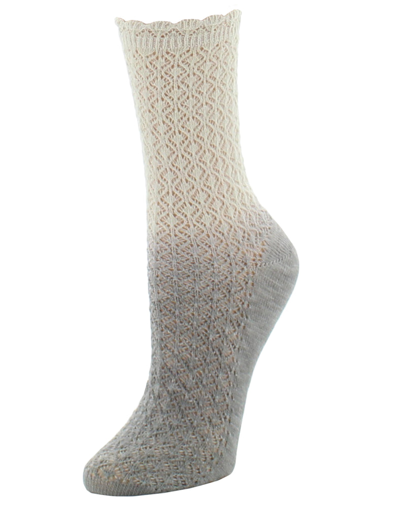 Ombre Cotton Blend Textured Crew Socks