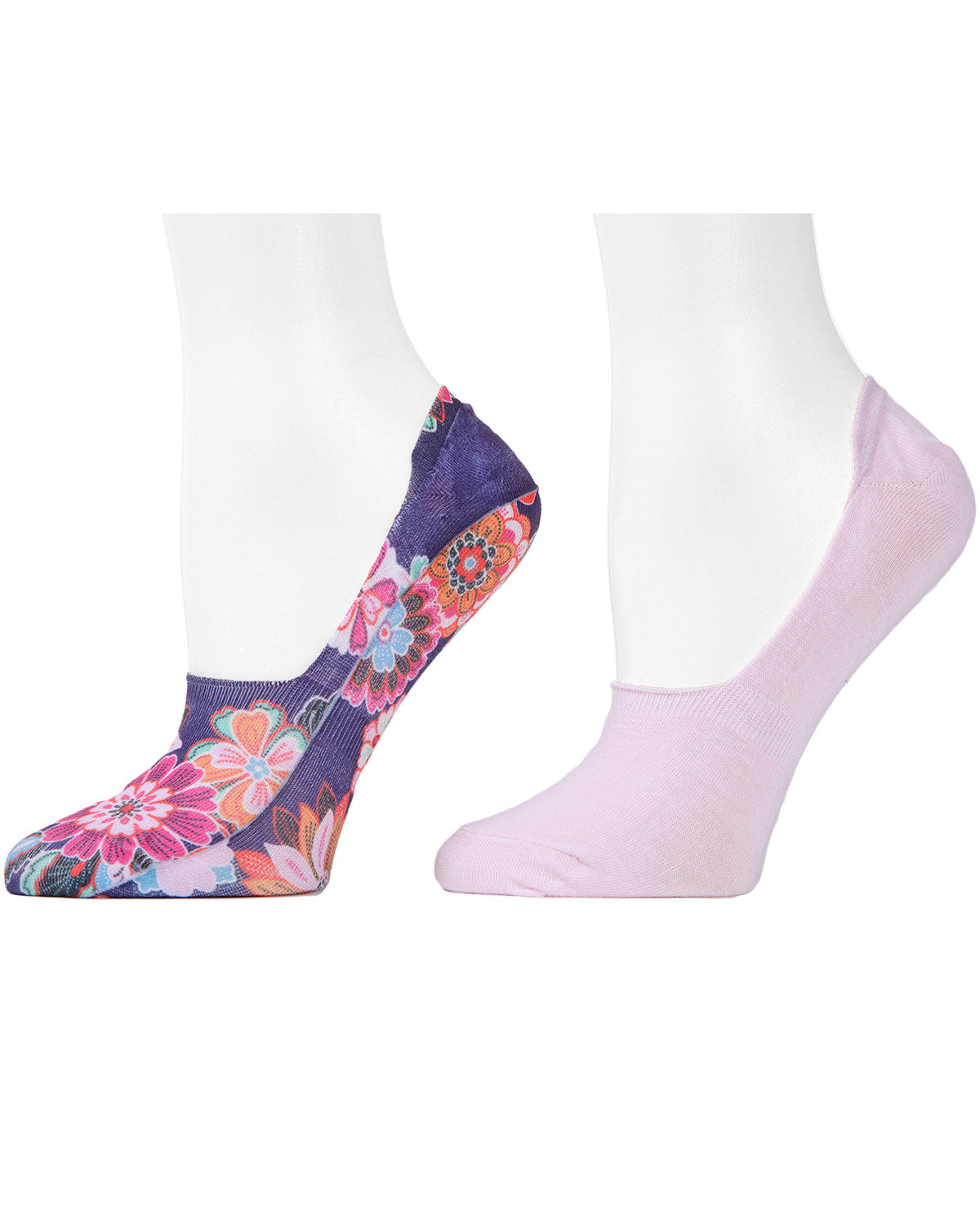 Women's 4 Pair Pack Natori Funky Floral No-Show Liner Socks