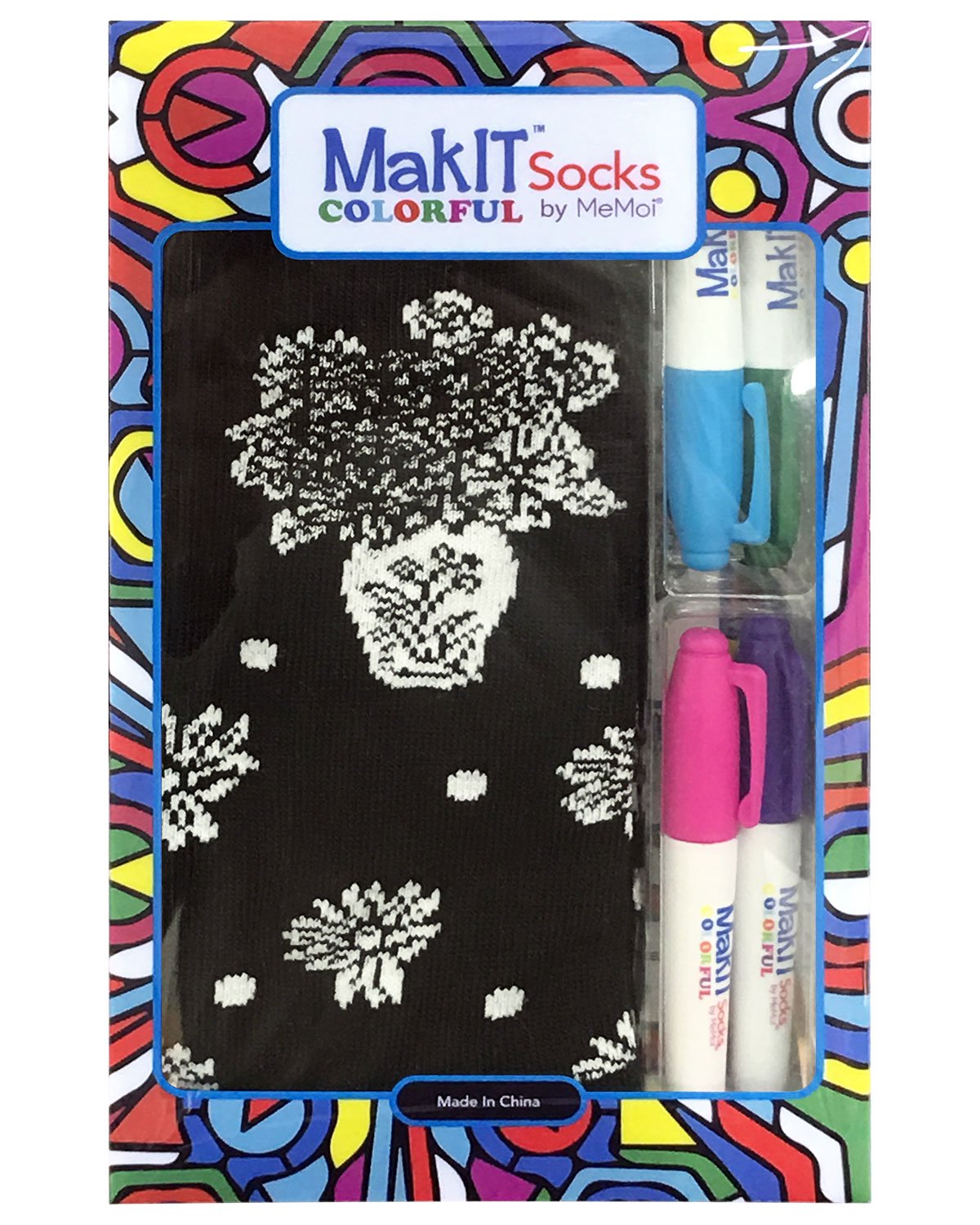 MakIT Color Your Own Floral Crew Sock Marker Kit