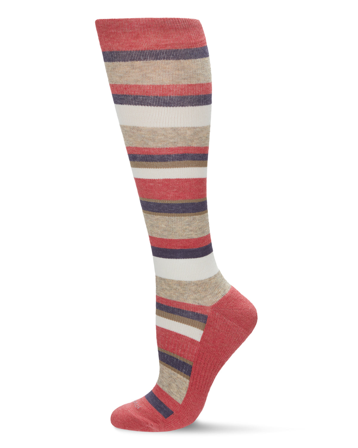 Unisex Multi Striped Cotton Blend 15-20mmHg Graduated Compression Socks