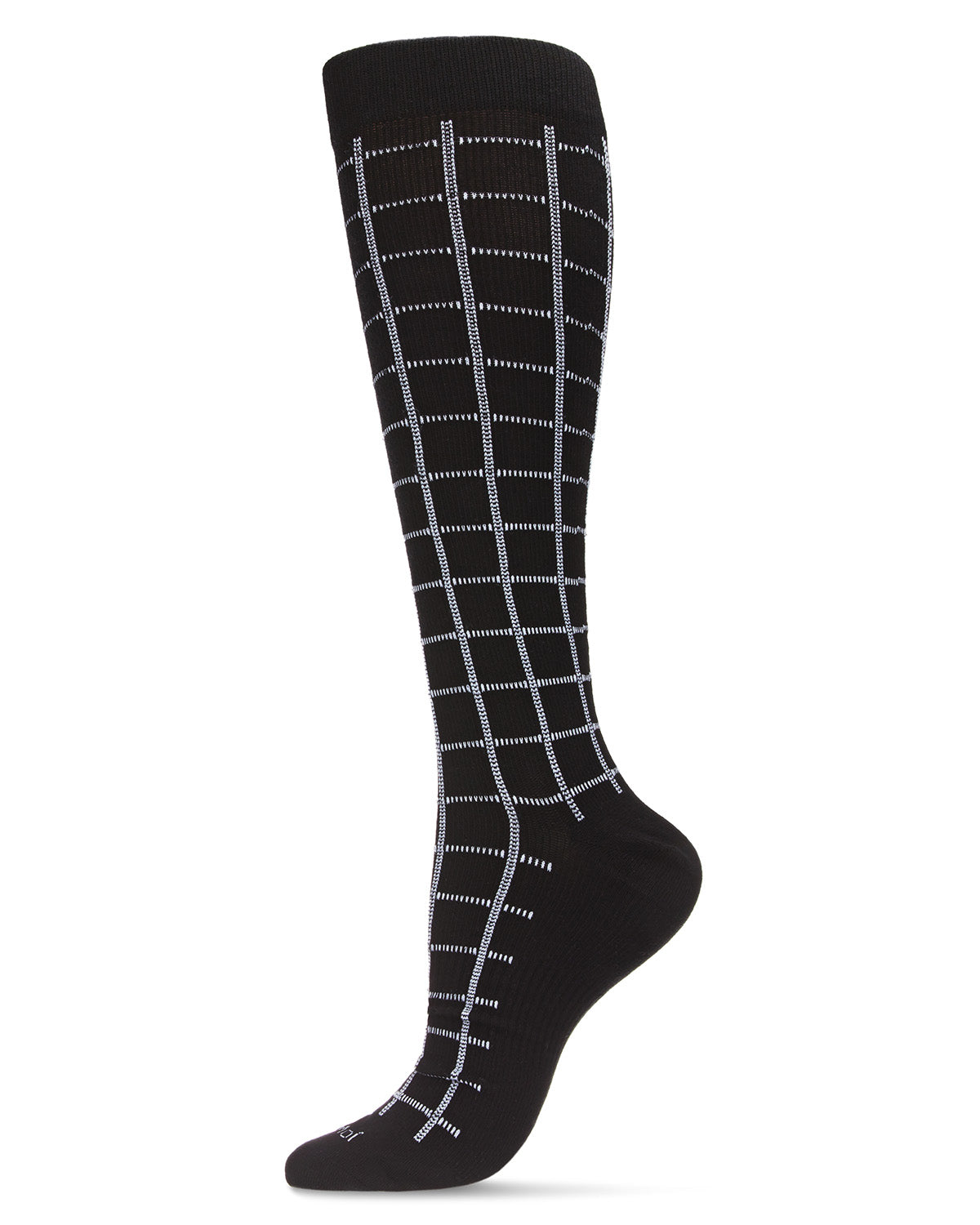 Unisex Window Pane Knee High Cotton Blend 15-20mmHg Graduated Compression Socks