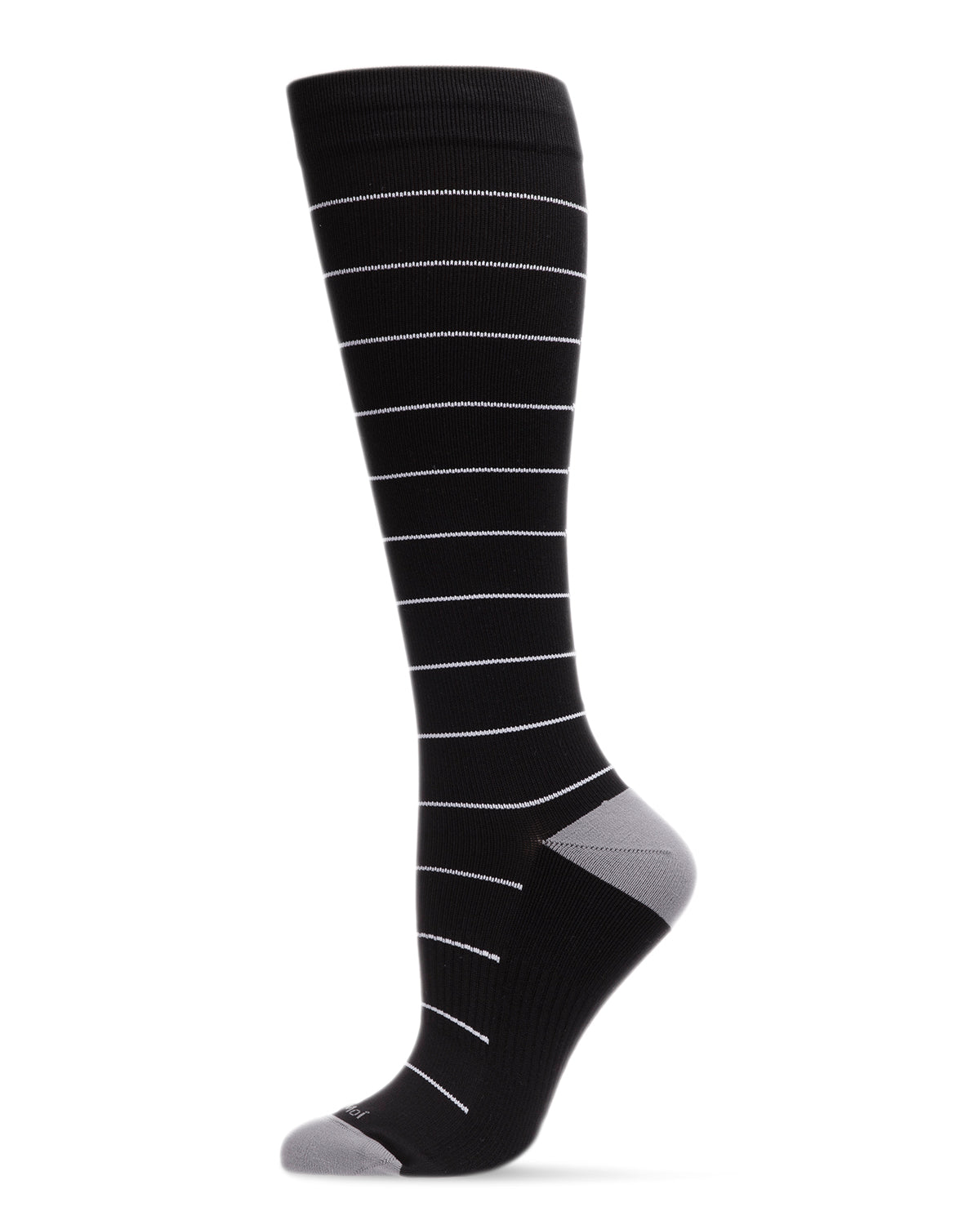 Unisex Thin Striped Antimicrobial Nylon 15-20mmHg Graduated Compression Socks