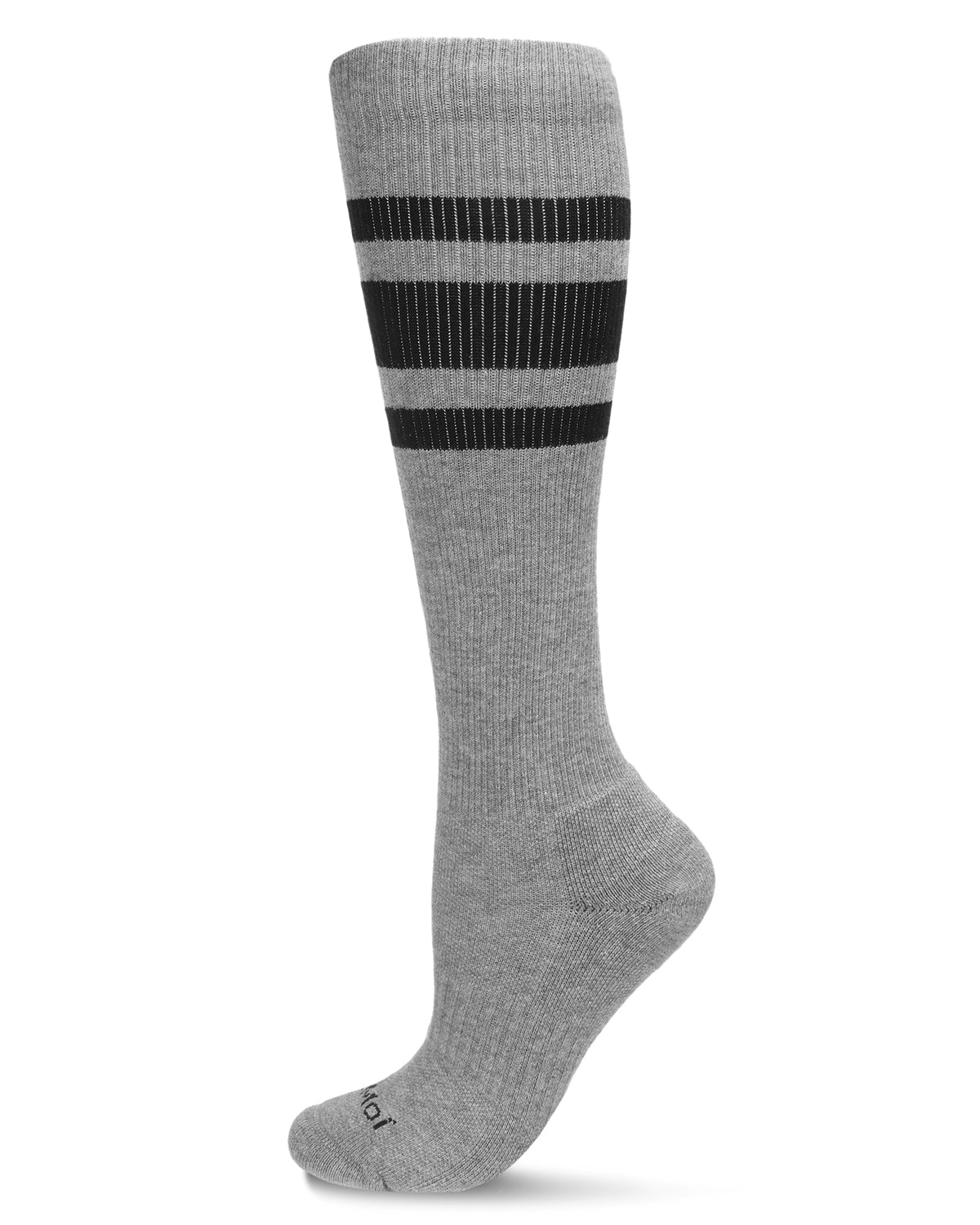 Unisex Striped Athletic Cushion Sole Knee High Cotton Blend 15-20mmHg Graduated Compression Socks