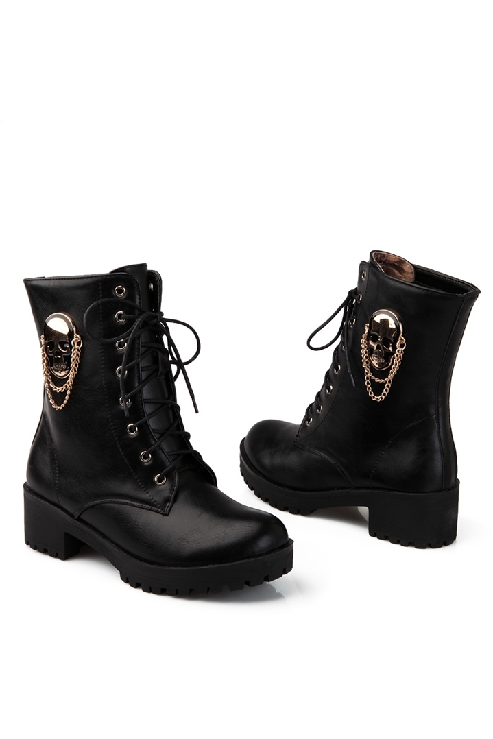 skull biker boots