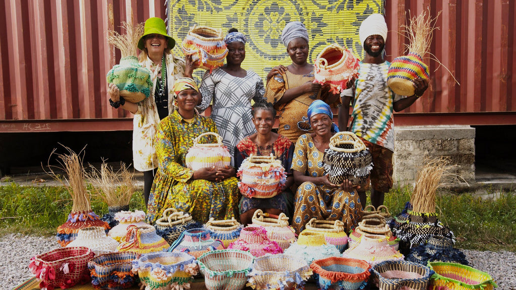 Upcycled Textile + Straw Baskets