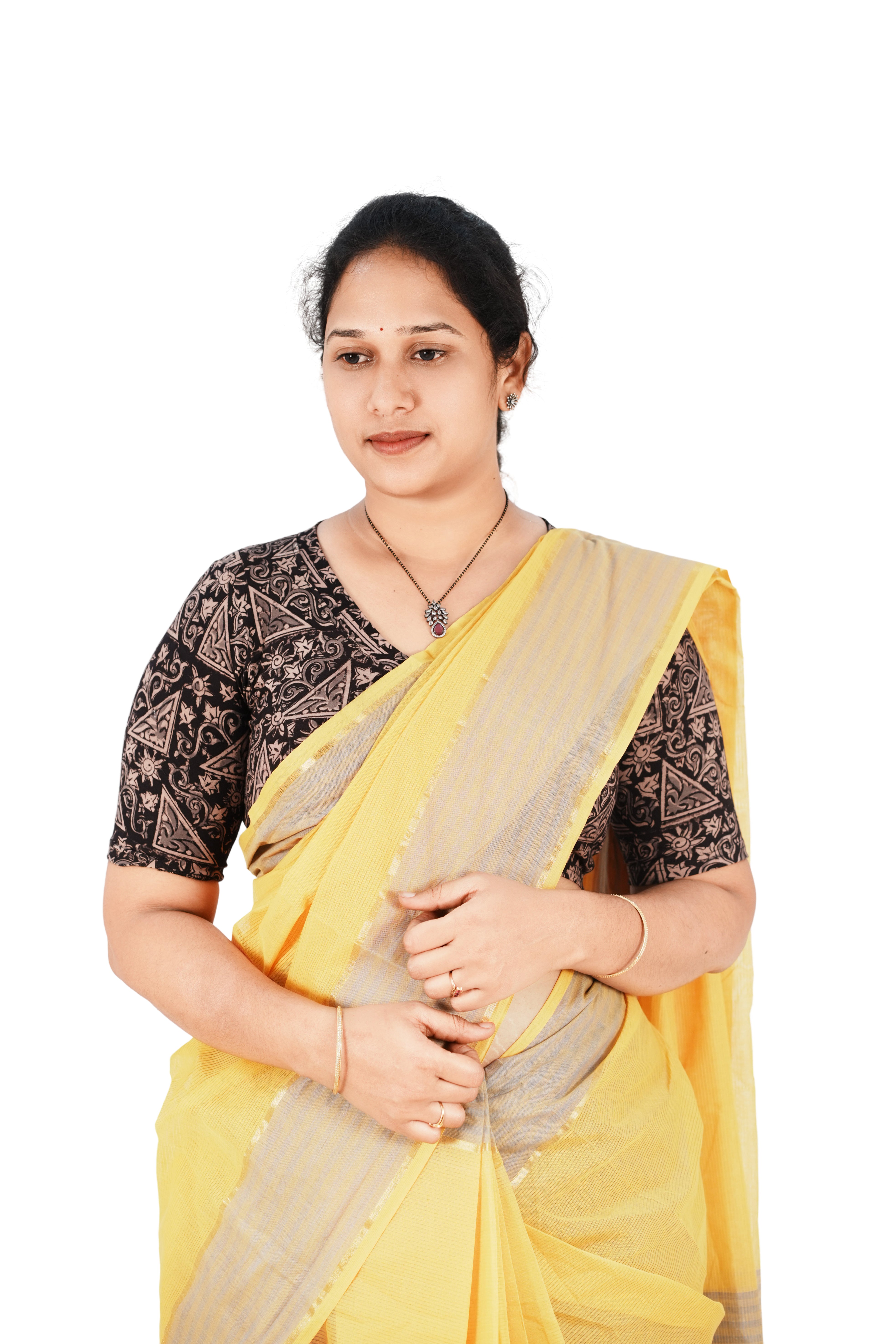 KALAMKARI V NECK 10 INCH HAND STRECHBLE BLOUSE