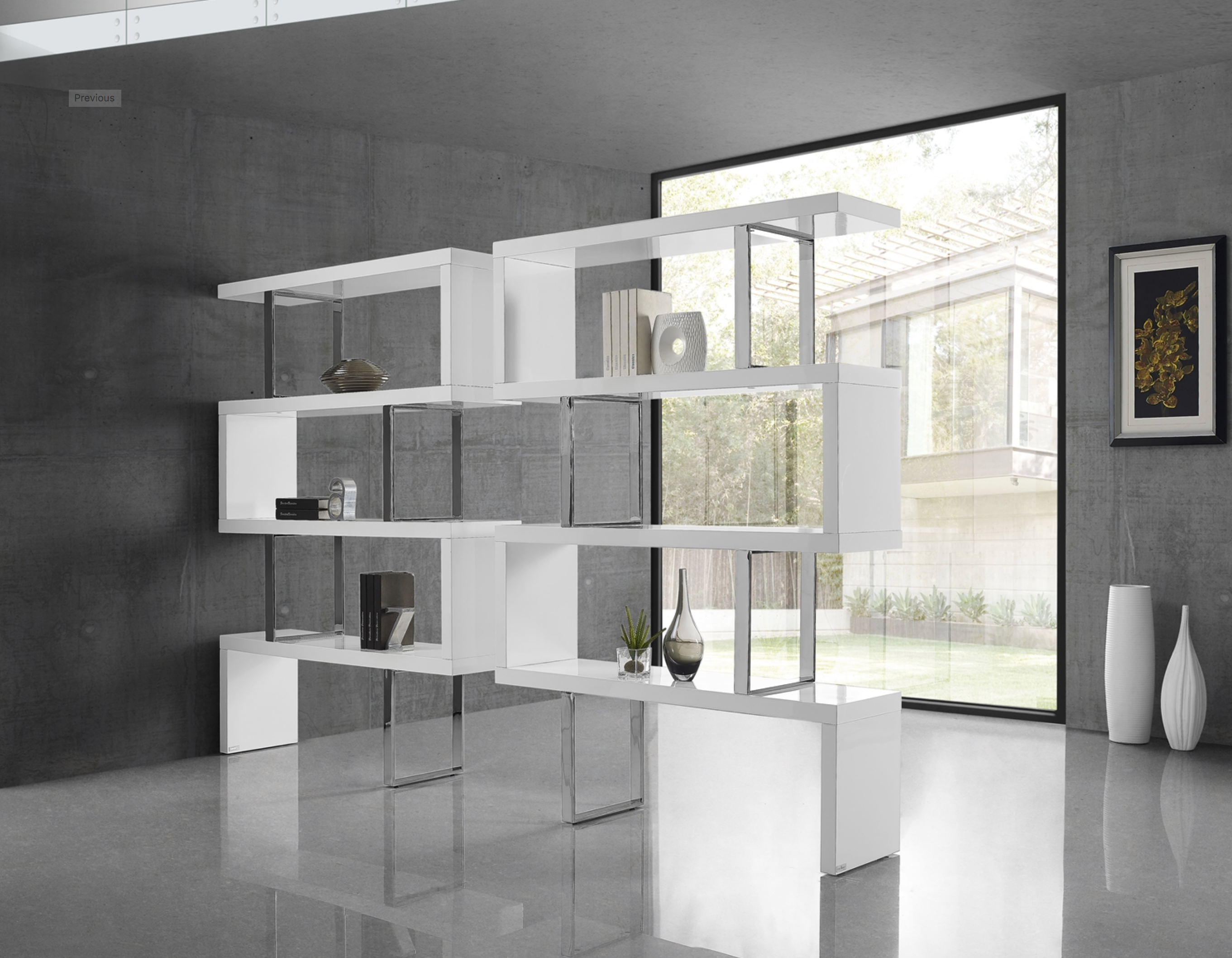 Scala White Lacquer Bookcase Luxspaceliving