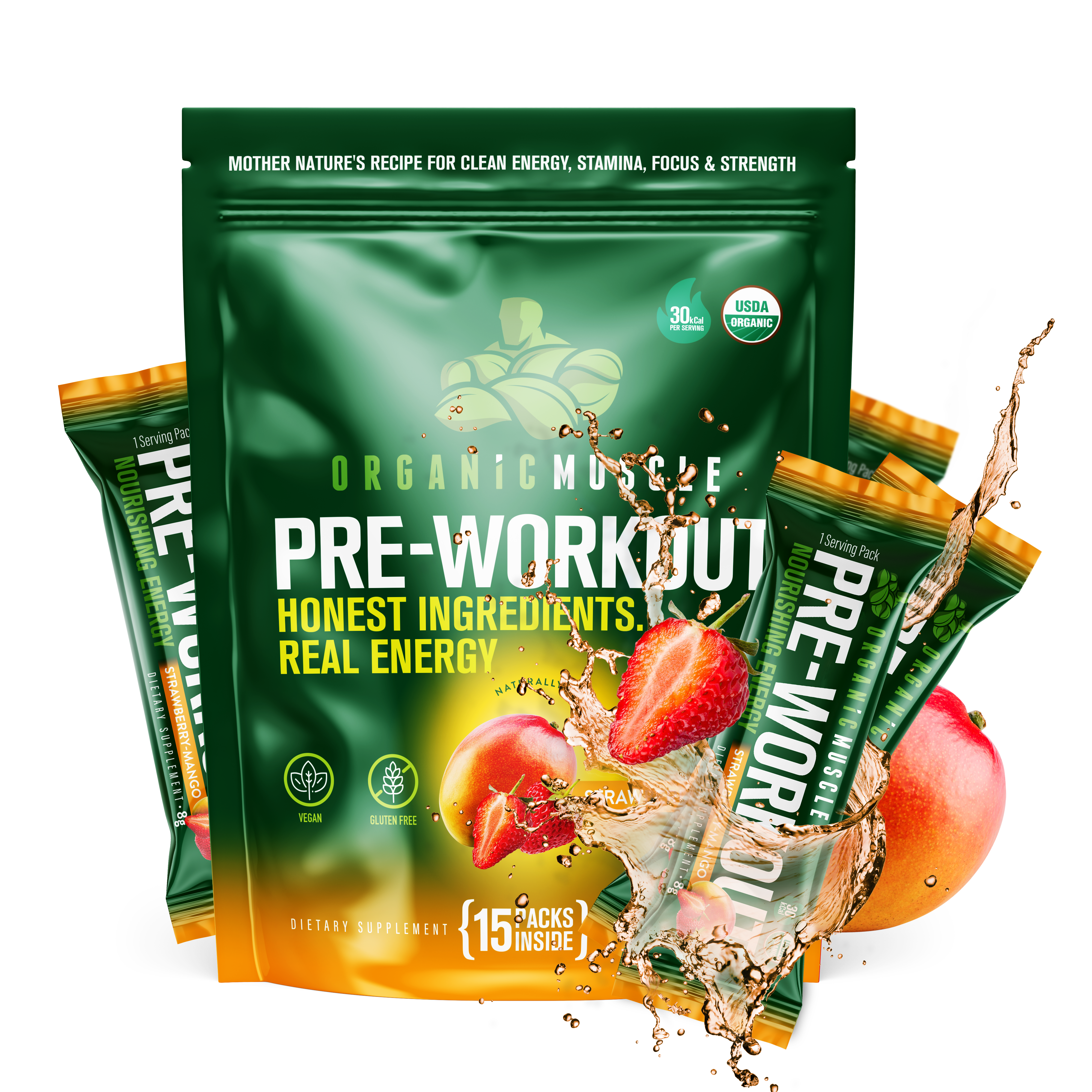USDA Certified Organic Pre-Workout - Strawberry Mango Flavor – Organic  Muscle Fitness Supplements