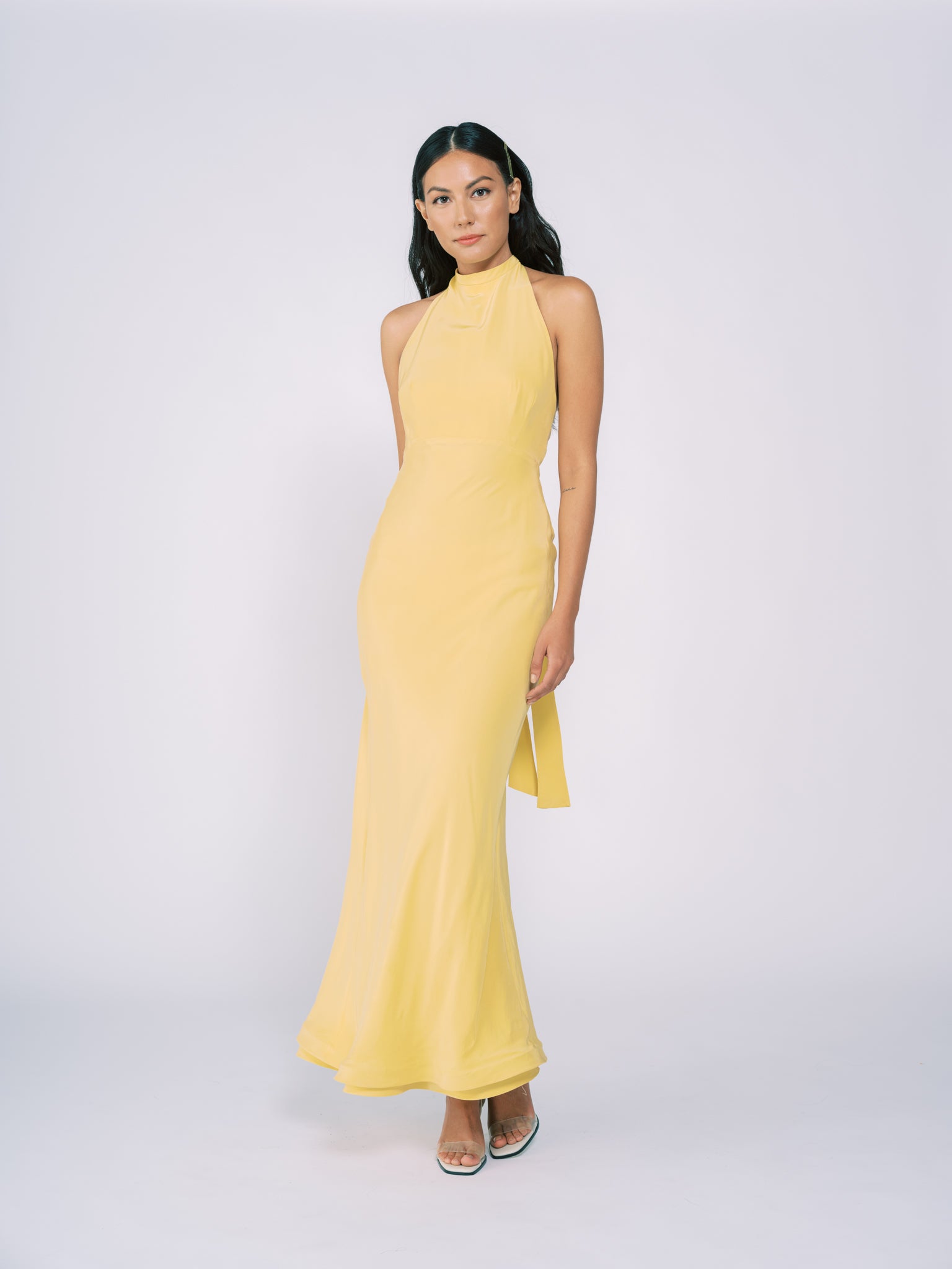 yellow halter gown