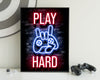 Neon Gamingplakat - Play Hard