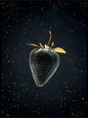Black strawberry with golden leaves - Poster - Plakatbar.no