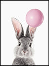 Kanin med ballong - søt plakat - Plakatbar.no