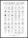 Laundry Care Label Symbols - Hvit Poster til vaskerommet - Plakatbar.no