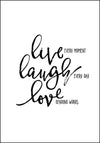 Live - Laugh - Love. Populær plakat - Plakatbar.no